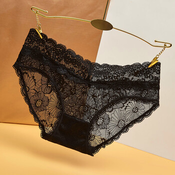 浪莎4条装透明蕾丝内裤女低腰无痕棉裆女三角裤轻奢女女士性感透气