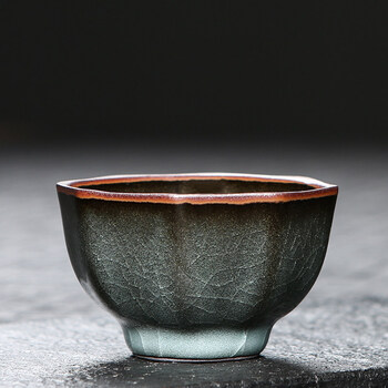 冰裂纹茶杯 青瓷主人杯单个品茗杯单杯哥窑铁胎开片冰裂纹功夫茶杯小