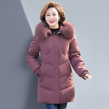 冬季冬天加厚保暖老人50岁妈妈冬装棉服棉袄乐卉紫红色xxl105120斤