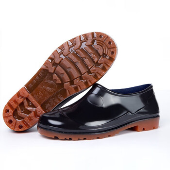 丰稚 防滑元宝低帮雨鞋 低筒浅口劳保工作胶鞋 3598牛筋底37