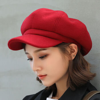 精品八角帽-红色 56-60cm