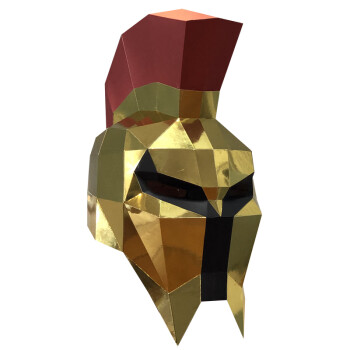 纸义堂斯巴达勇士头盔动漫cos面具男 可穿戴创意手工折纸骑士头套