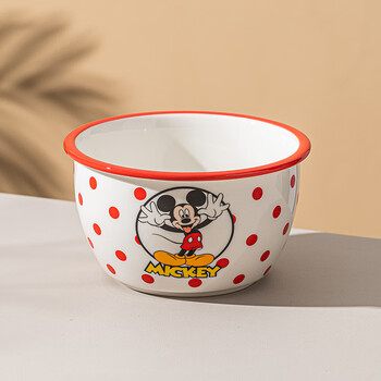 言则米奇儿童陶瓷卡通碗碟套装家用碗盘餐具创意碗筷组合米奇475英寸