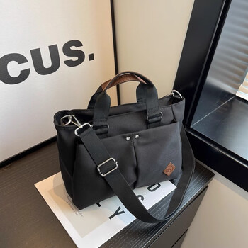 啄木鸟大容量休闲帆布包包女2024新款时尚手提上班通勤单肩包斜挎托特