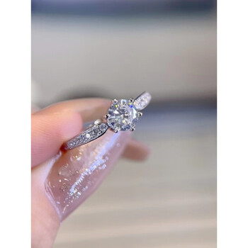 dr-meilias925纯银六爪满钻戒指镀白金不掉色个性时尚情人节生日礼物