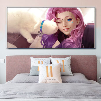 英雄联盟游戏ins沙发背景墙横幅壁画塞拉芬尼d80160厘米晶瓷膜合金框