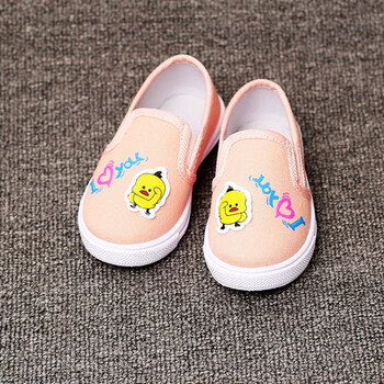 儿童一脚蹬懒人鞋春秋季新款透气软底宝宝鞋男童女童幼儿园帆布鞋f106