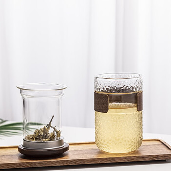 派泰家居耐热玻璃茶杯茶水分离水杯带盖过滤泡茶杯办公室家用待客茶杯