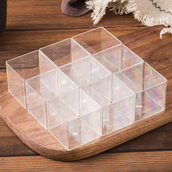 领跃腾信果立方慕斯杯正方形小盒子透明九宫格木糠盒 立方杯100只