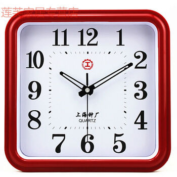 挂钟创意简约钟表客厅静音石英钟客厅卧室办公室壁挂钟木珠缘工字方形