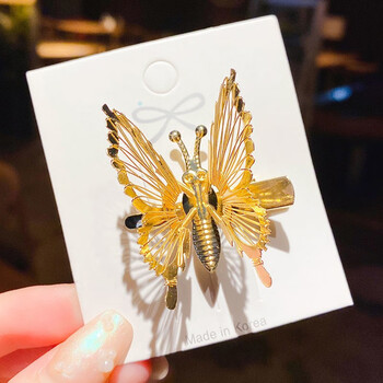 会动的蝴蝶发夹会动的蝴蝶发夹发卡女网红头饰不伤发古风发饰侧边顶夹