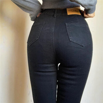蜜桃臀高腰牛仔裤女修身显瘦小脚提臀铅笔裤长裤新款紧身潮黑色单裤xl
