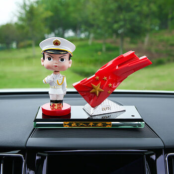 退伍红旗男女士车载兵哥哥摆件装饰八一建军节纪念品 白色海军 【红旗