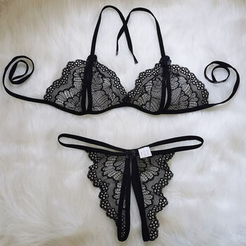 lmqn情绪内衣纯欲大码性感迷人睡衣床上办事撕扯免脱三点式文胸套装m