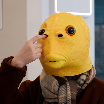 抖音绿头怪头套沙雕鱼头面具全脸网红绿鱼人搞怪怪鱼青蛙头套可爱