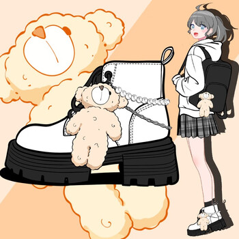 艾米与麦麦公主马丁靴女厚底洋气女孩白色短靴可爱小个子瘦瘦靴子