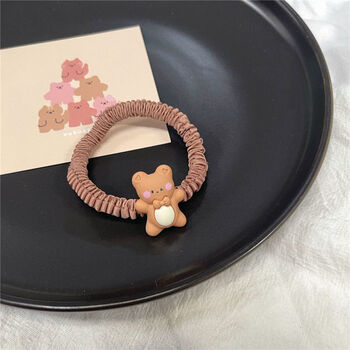 奶茶色小熊头绳原创闺蜜男朋友皮筋简约可爱卡通饰大肠圈hn咖色熊圈