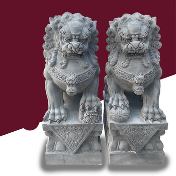 南界 石狮子一对看门家用门口摆件 精雕天然汉白玉石雕墓地狮子 小号