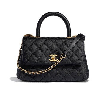 中检chanel香奈儿女包黑色粒面翻盖牛皮斜挎包单肩包手提包a92990y615