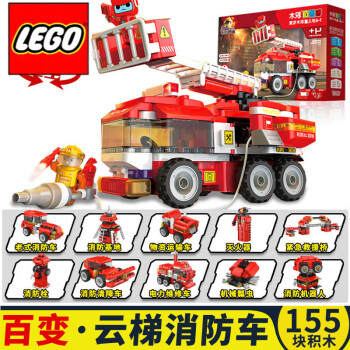 lego百變布魯可大顆粒積木3歲兒童拼裝遙控警車布魯克小隊玩具消防車6