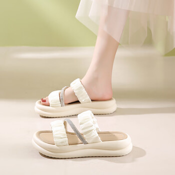 百丽踏平底拖鞋女夏季外穿2024年新款休闲舒适感凉拖女休闲一字拖鞋