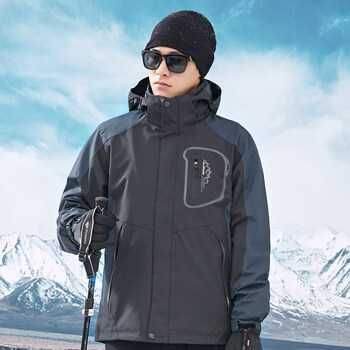 新款登山服套装户外运动冲锋衣女加厚可拆卸三合一登山服男防风外套