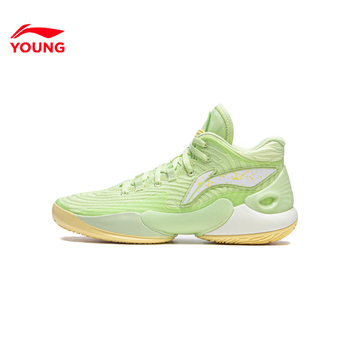 李宁驭帅18young儿童篮球鞋2024春款青少年学生实战男童运动鞋蝶粉绿