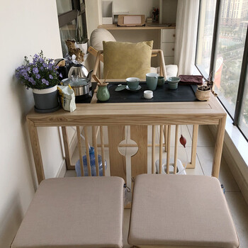 新中式阳台茶桌椅组合简约现代茶座套装喝泡小型功夫实木茶台家用100