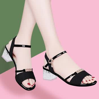 青春少女学生初中生高中生大学生中跟凉鞋女2022夏季新款女鞋子鱼嘴粗