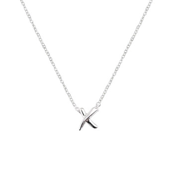 蒂芙尼 Tiffany & Co. 女士简约银色X形吊坠项链 61912495 40cm