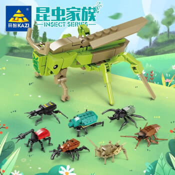 开智（KAZI）昆虫积木海洋世界动物花语幼儿仿真花卉拼装模型儿童玩具生日礼物 80041昆虫世界8款组合
