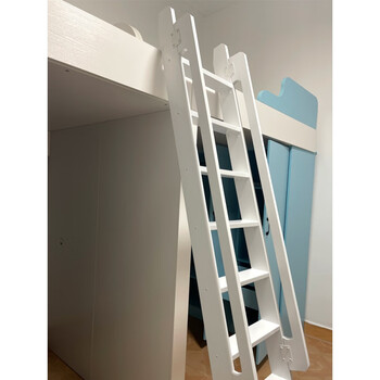 布欧格 家用实木白色直梯 高低上下铺梯子阁楼登高爬梯室内装饰木质小