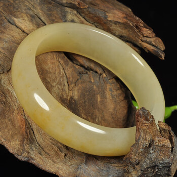 倍妙高端疆派新疆戈壁玉籽料手镯女款金丝玉镯子玉环手环内径54毫米径