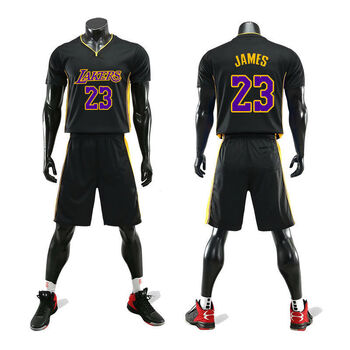 詹姆斯6号球衣套装男女比赛球服一套黑曼巴湖人队23号短袖篮球服15