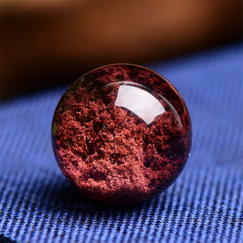 轩野天然红幽灵散珠圆珠半聚宝盆单珠多宝水晶手串星月菩提配饰精品