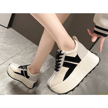 黛魅莎欧货小个子厚底阿甘鞋女款2023年春秋新款增高华夫休闲运动老爹