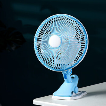 骆驼牌迷你电风扇小型风扇宿舍床上夹式办公室桌面台式摇头扇蓝色3叶
