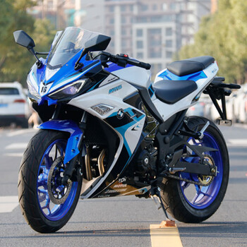 跑车国四电喷双缸水冷400c仿赛r3重型机车整车可上牌 宗申200cc蓝白