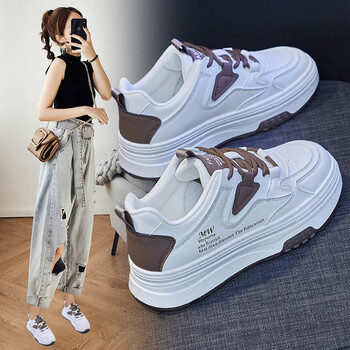 卓诗尼秋季新款小白鞋板鞋厚底潮流休闲鞋单鞋女生学生潮鞋米黑37