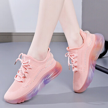 断码新款学生运动鞋女ins韩版飞织女鞋透气健身休闲跑步鞋粉色36