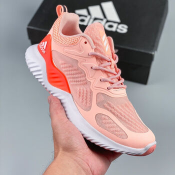春秋冬阿尔法小椰子跑步鞋男女超轻透气透气运动学生百搭休闲 粉色 真