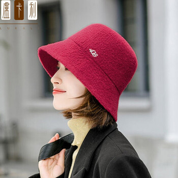 新品水桶帽毛呢渔夫帽子女秋冬季保暖时尚文艺日系盆帽百搭网红大红色