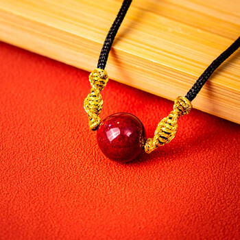 福潮 道也紫金砂转运珠项链朱砂圆珠颈链本命年编织锁骨吊坠幸运女