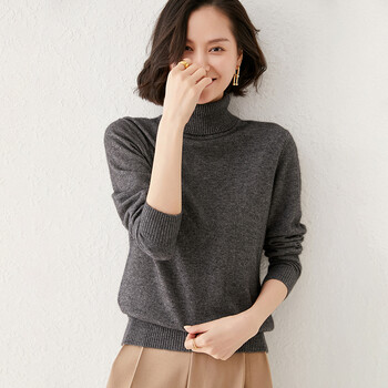 纯山羊绒衫秋冬女高领短款修身翻领加厚毛衣针织女士高贵冬款打底衫