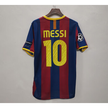 怀然1011欧冠版巴萨主场球衣经典复古巴塞罗那10号梅西6号哈维足 上衣
