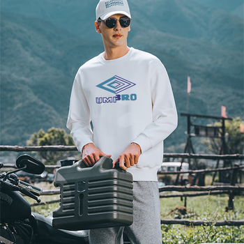 茵宝卫衣宽松落肩卫衣男青年春秋潮流字母印花套头上衣休闲男式白色