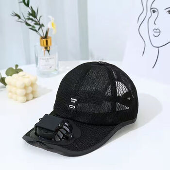 kowh夏季透气风扇帽出游充电带风扇帽子成人棒球网帽遮阳防晒鸭舌帽男