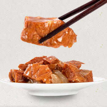 鲜有志红烧牛肉罐头筋头巴脑340g6罐装即食午餐肉户外速食熟食肉类