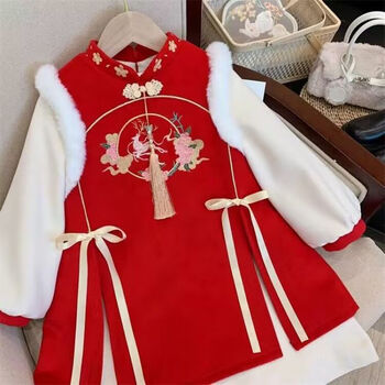 百丽驼美士 balitomms严选2024女童汉服中国风年服加棉加厚旗袍冬装