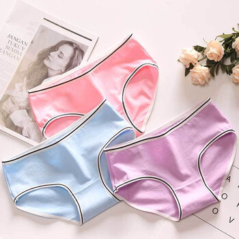 日系2-4条装内裤女学生韩版棉中腰初中生可爱色女士少女款三角裤新年